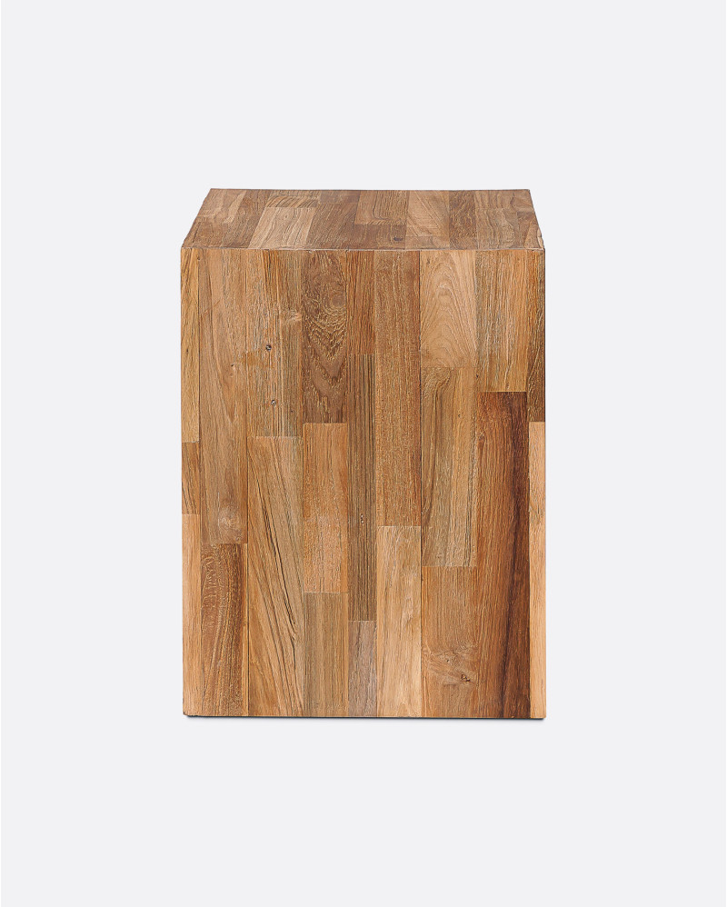 Taburete MOSAIC de madera de teca reciclada 33 x 33 x 45 cm