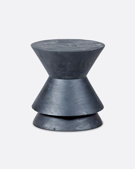 Tabouret DIAVOLO en bois de teck 36 x 36 x 40 cm en couleur noire