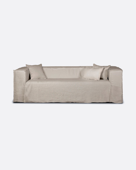 Sofa STROZZI 2/3-seater with linen cover 220 x 95 x 65 cm in natural colour