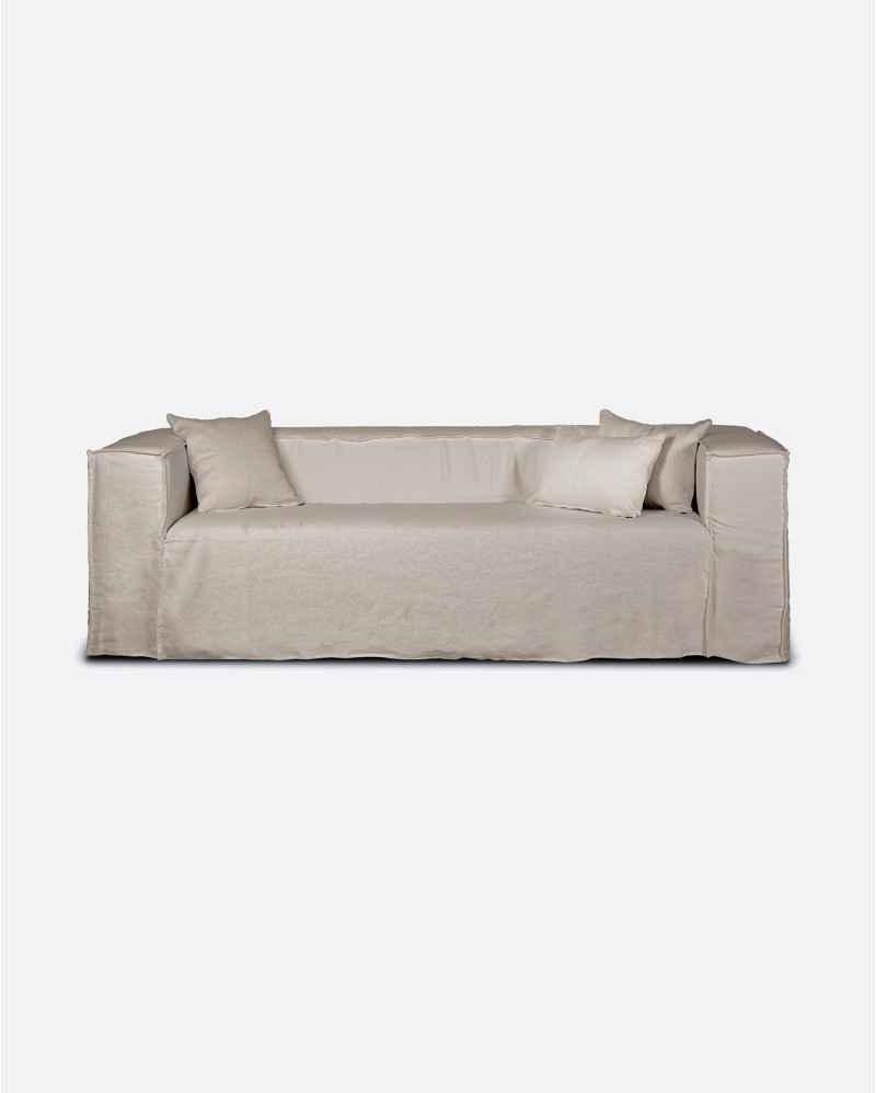 Sofá STROZZI 2/3 plazas con funda de lino 220 x 95 x 65 cm en color natural