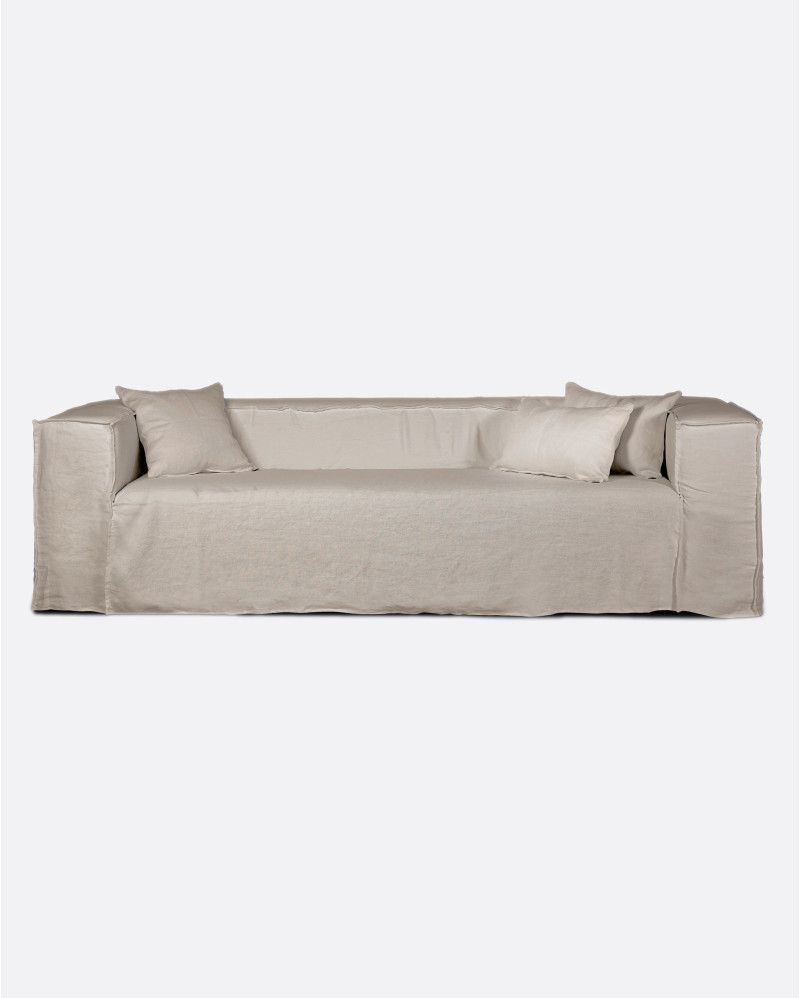 STROZZI 3/4-seater sofa with linen cover 260 x 95 x 65 cm in natural colour