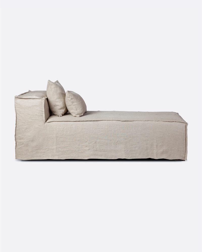 STROZZI chaise longue with linen cover 100 x 190 x 65 cm in natural colour