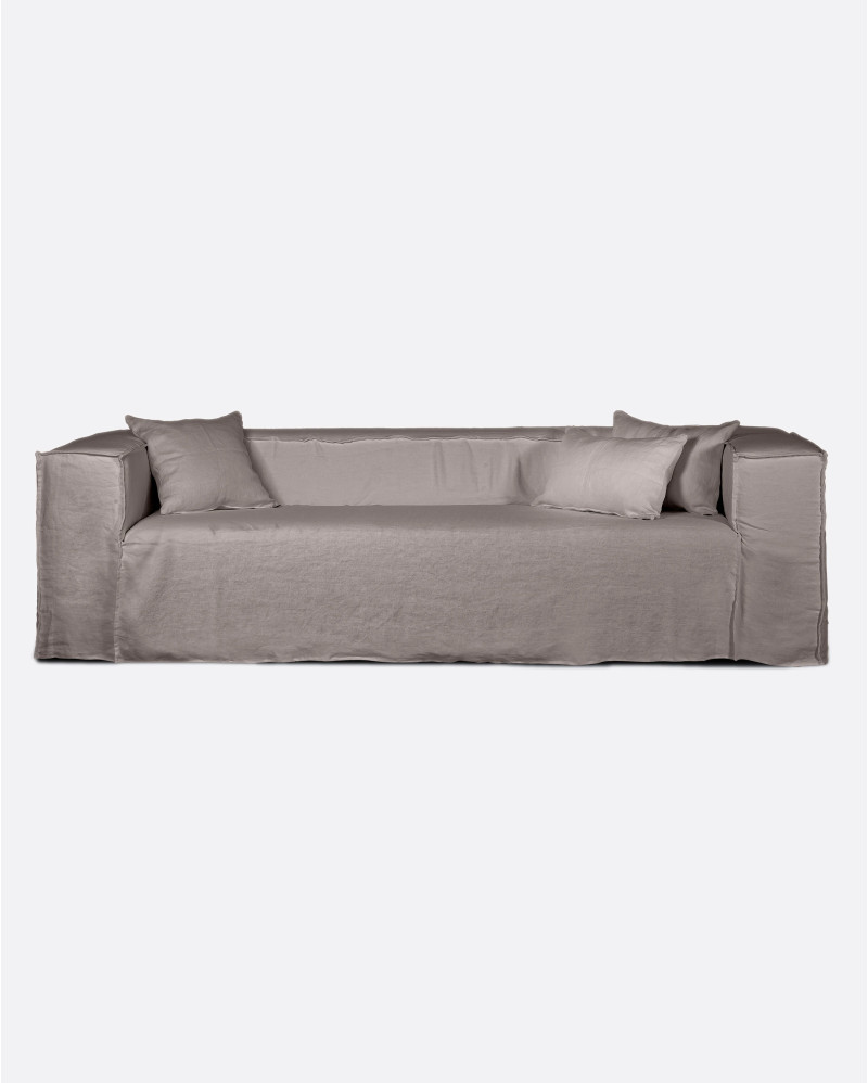 STROZZI 3/4-seater sofa with linen cover 260 x 95 x 65 cm in taupe colour