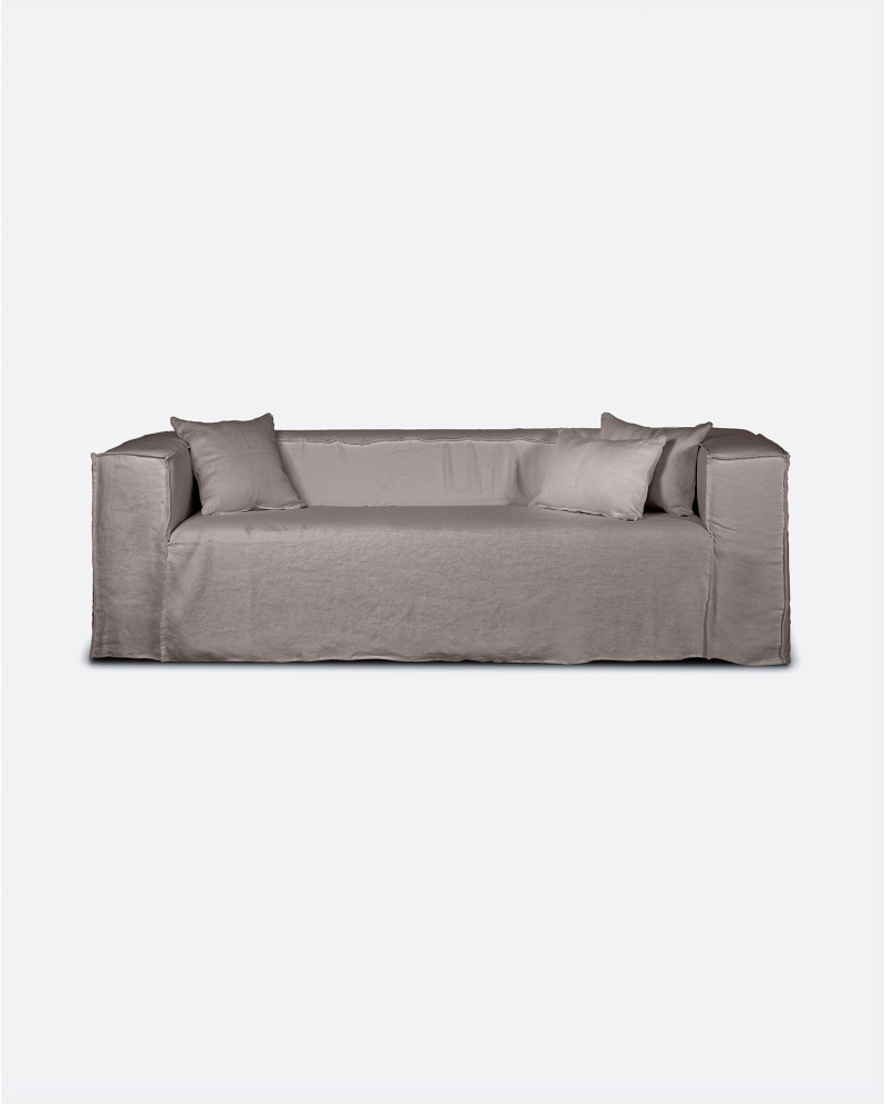 Funda para sofá STROZZI 2/3 plazas de lino 220 x 95 x 65 cm en color topo