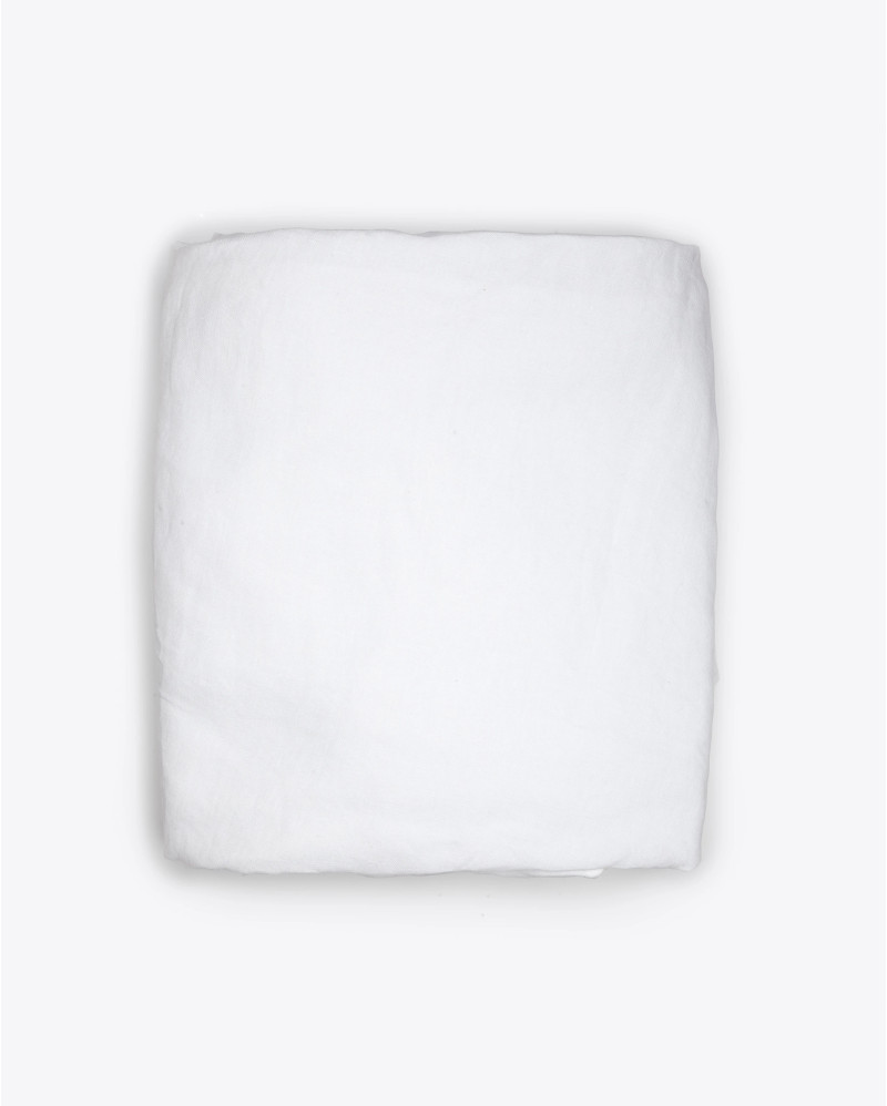 BEETHOVEN pouffe cover in linen 100 x 100 x 40 cm in white colour