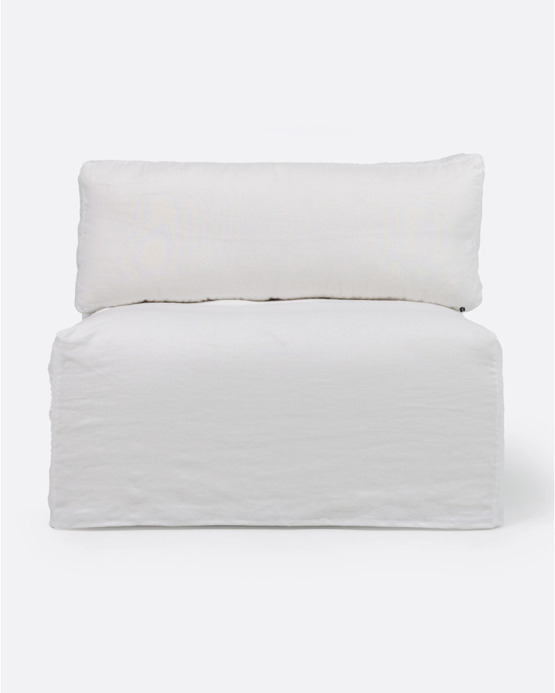 BEETHOVEN central unit sofa cover in linen 100 x 100 x 81 cm in white colour