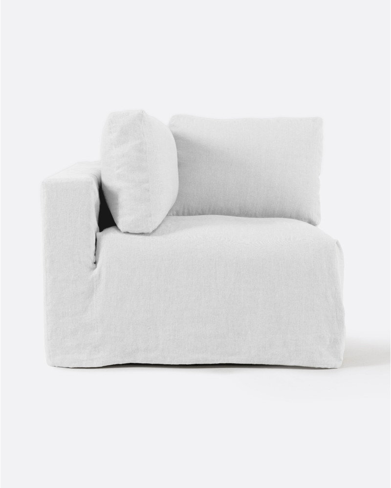 Housse de canapé module d'extrémité BEETHOVEN en lin 100 x 100 x 81 cm en couleur blanche