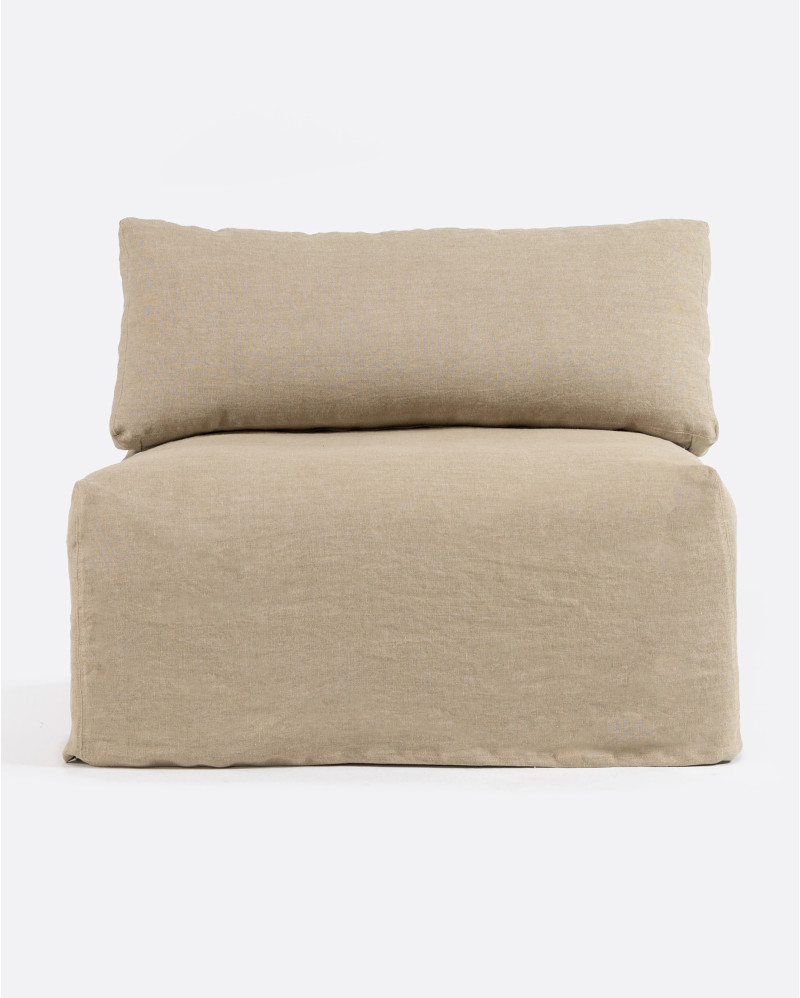 BEETHOVEN sofa central module with cover in linen 100 x 100 x 80 cm in natural colour