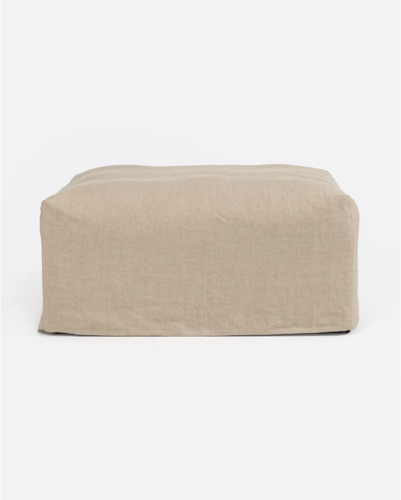 BEETHOVEN pouffe cover in linen 100 x 100 x 40 cm in natural colour