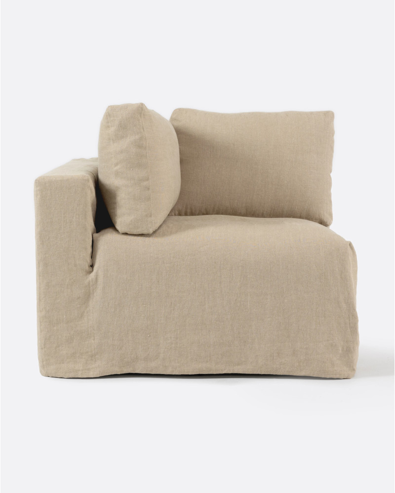 BEETHOVEN end unit sofa cover in linen 100 x 100 x 81 cm in natural colour