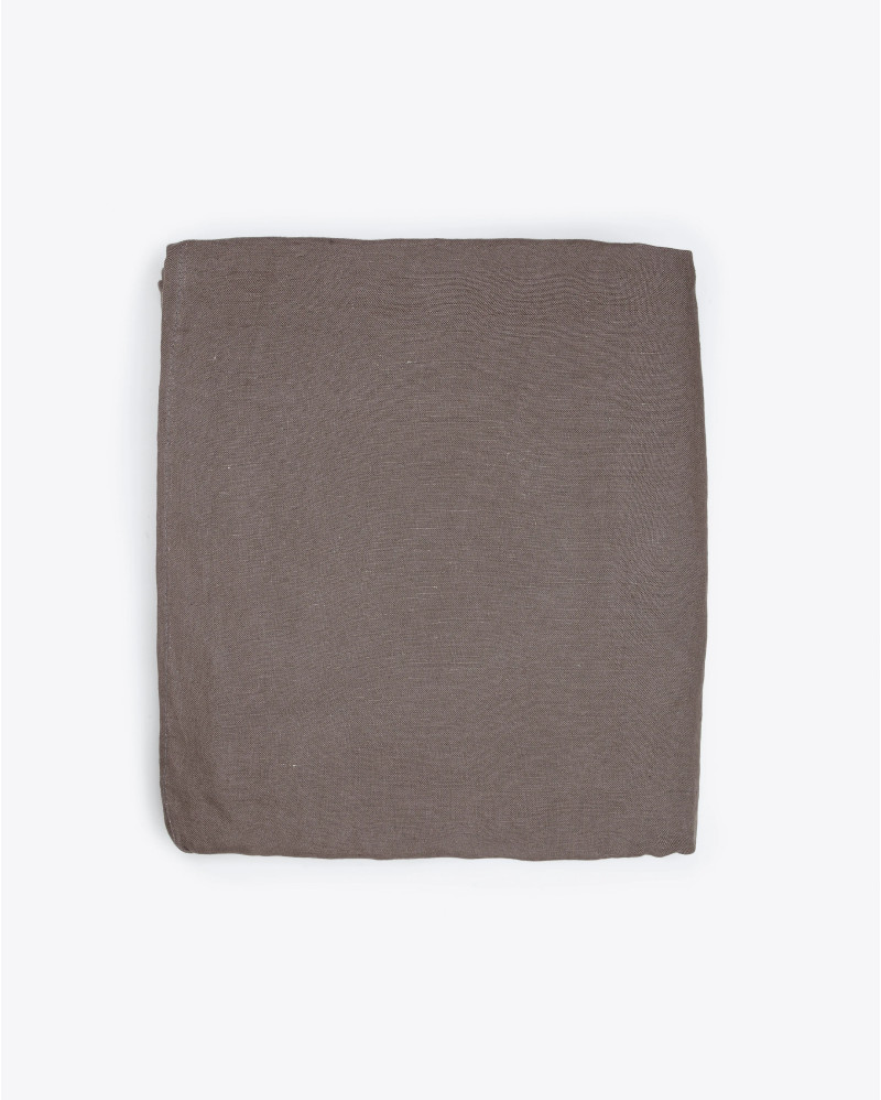 Housse de pouf BEETHOVEN en lin 100 x 100 x 40 cm en couleur taupe