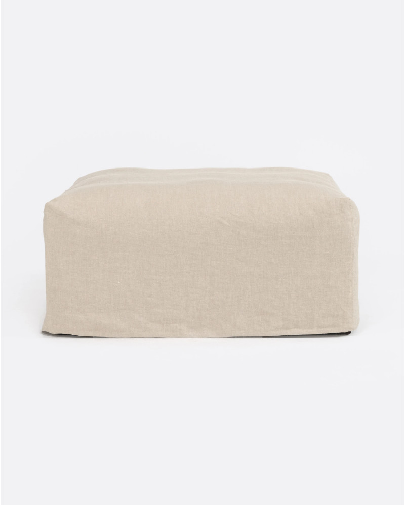 BEETHOVEN pouffe with cover in linen 100 x 100 x 45 cm in cross colour