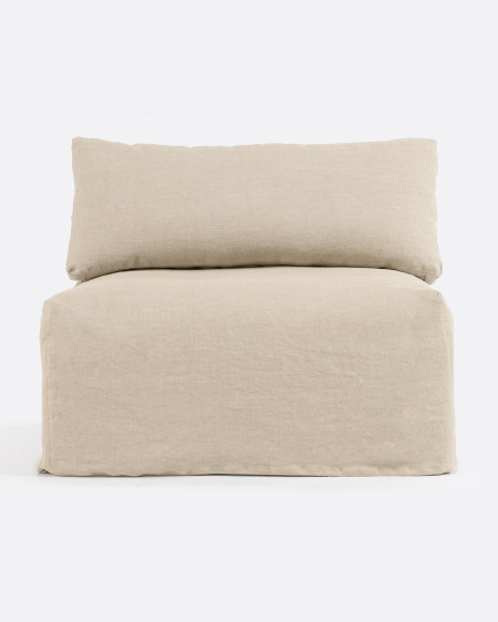 BEETHOVEN sofa central module with cover in linen 100 x 100 x 80 cm in cross colour