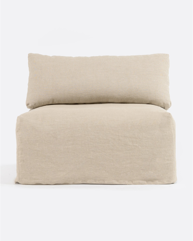 BEETHOVEN sofa central module with cover in linen 100 x 100 x 80 cm in cross colour