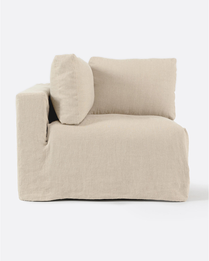 BEETHOVEN end unit sofa cover in linen 100 x 100 x 81 cm in cross colour