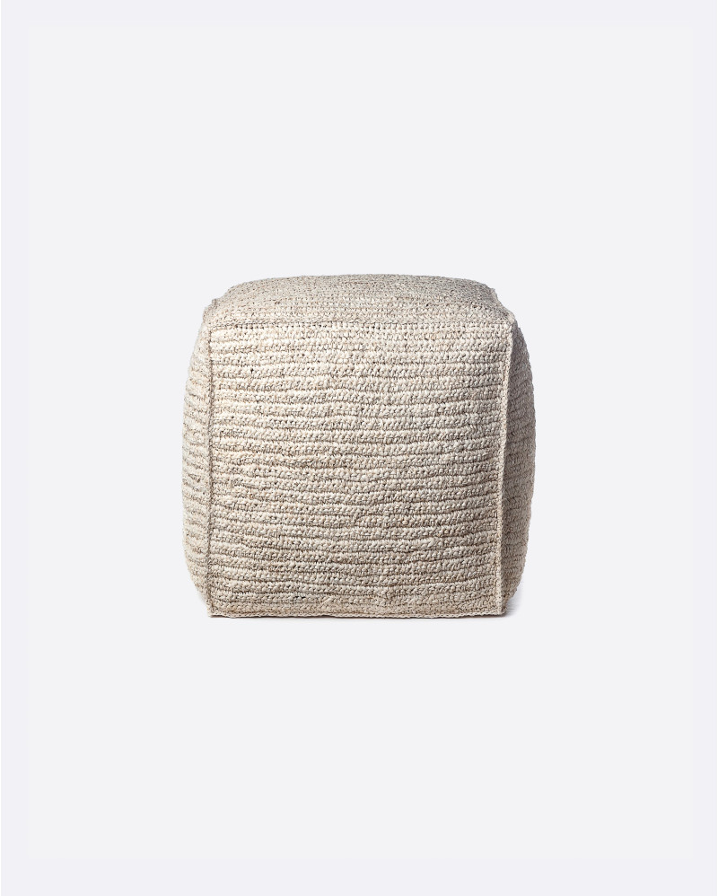 ALGA pouffe upholstered with seaweed 45 x 45 x 45 cm in natural colour