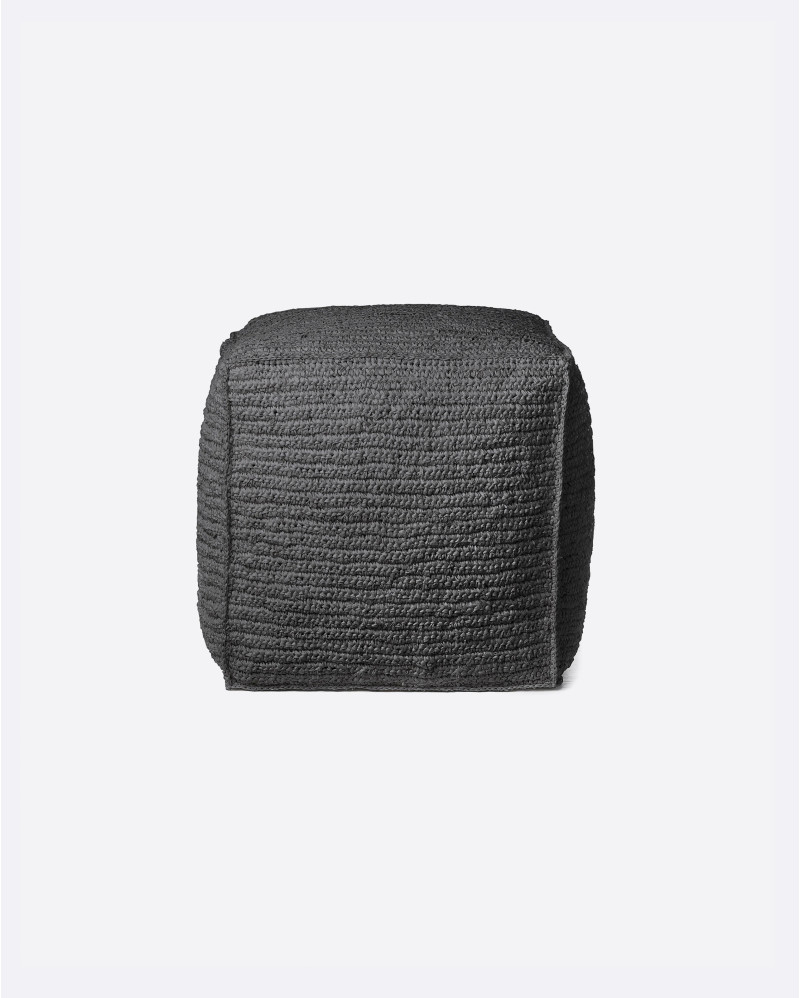 ALGA pouffe upholstered with seaweed 45 x 45 x 45 cm in black colour