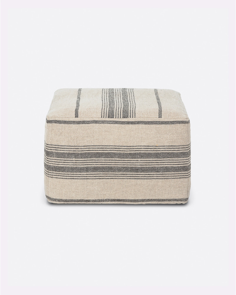ZIP pouffe with linen cover 60 x 60 x 40 cm natural colour