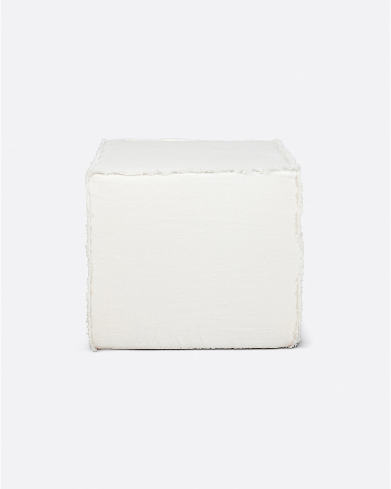 Pouf MUNNAR avec housse en lin 50 x 50 x 45 cm en couleur blanche