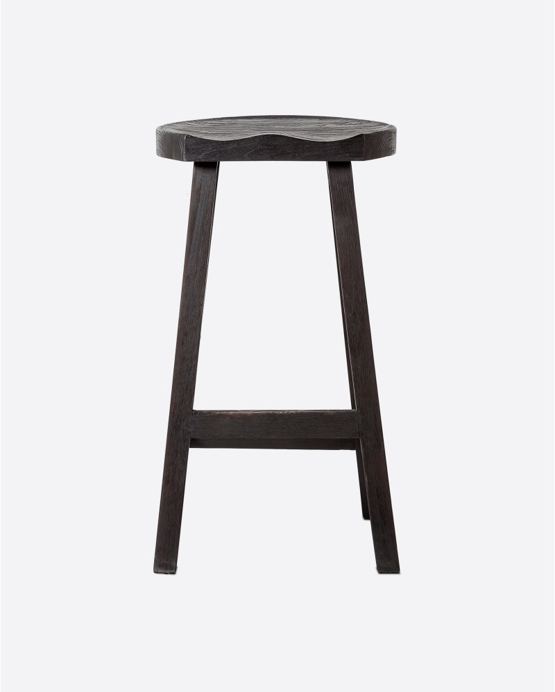 KING high stool in recycled teak wood 44 x 38 x 79 cm in black colour