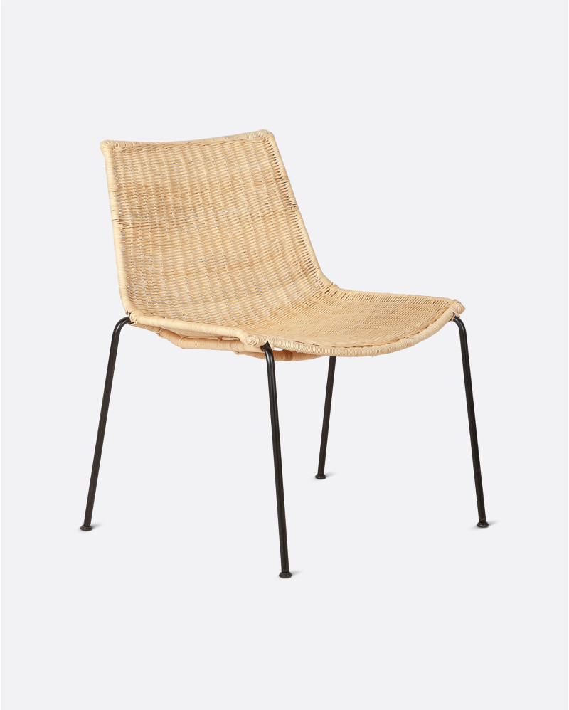 CAMP lounge chair in rattan and iron 64 x 58 x 72 cm
