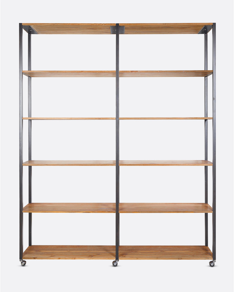 Étagère ONETWO en bois de teck recyclé et fer 200 x 45 x 250 cm