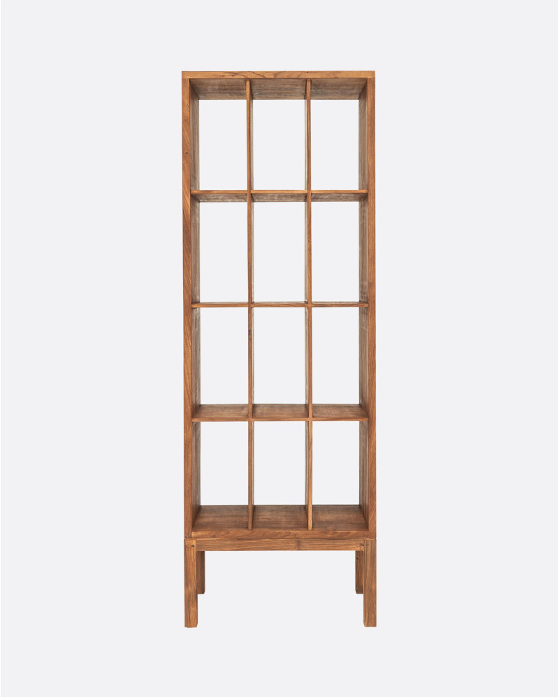 Estantería EROSI de madera de teca reciclada 60 x 37 x 180 cm en color natural