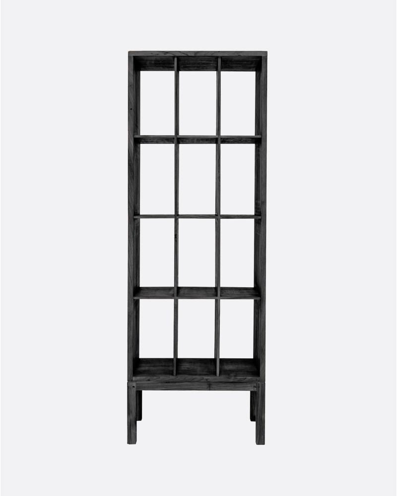 EROSI bookcase in recycled teak wood 60 x 37 x 180 cm in black colour