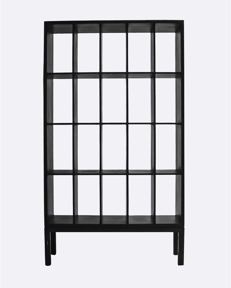 EROSI bookcase in recycled teak wood 100 x 37 x 180 cm in black colour