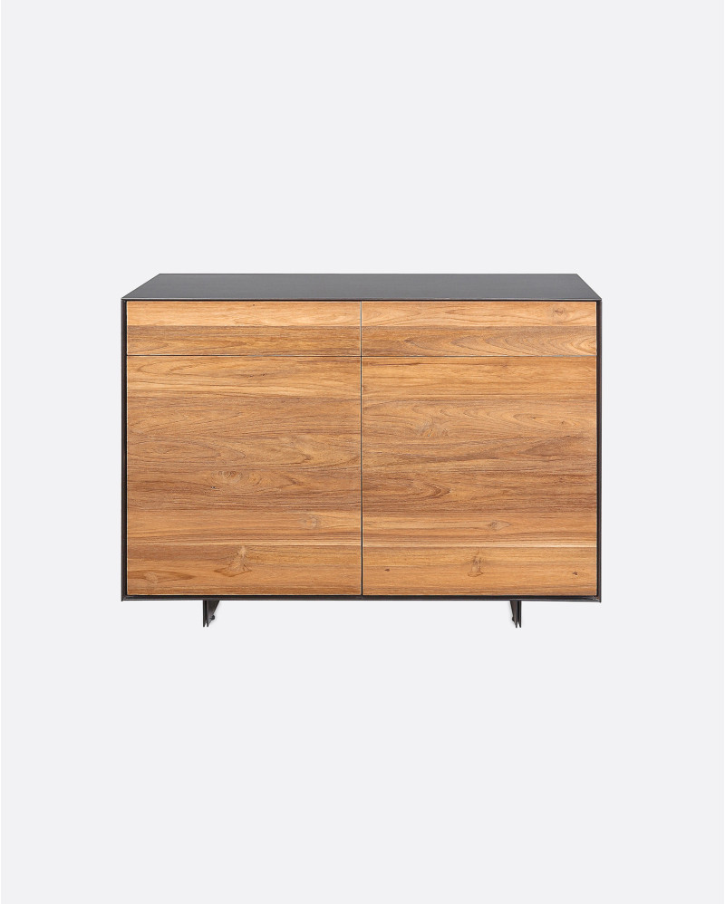 Aparador GEOX de madera de teca reciclada y hierro 120 x 40 x 90 cm