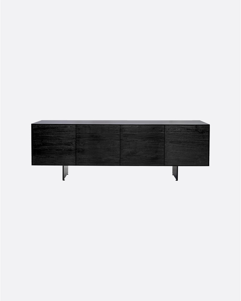 Aparador GEOX de madera de teca reciclada y hierro 208 x 45 x 72,5 cm en color negro