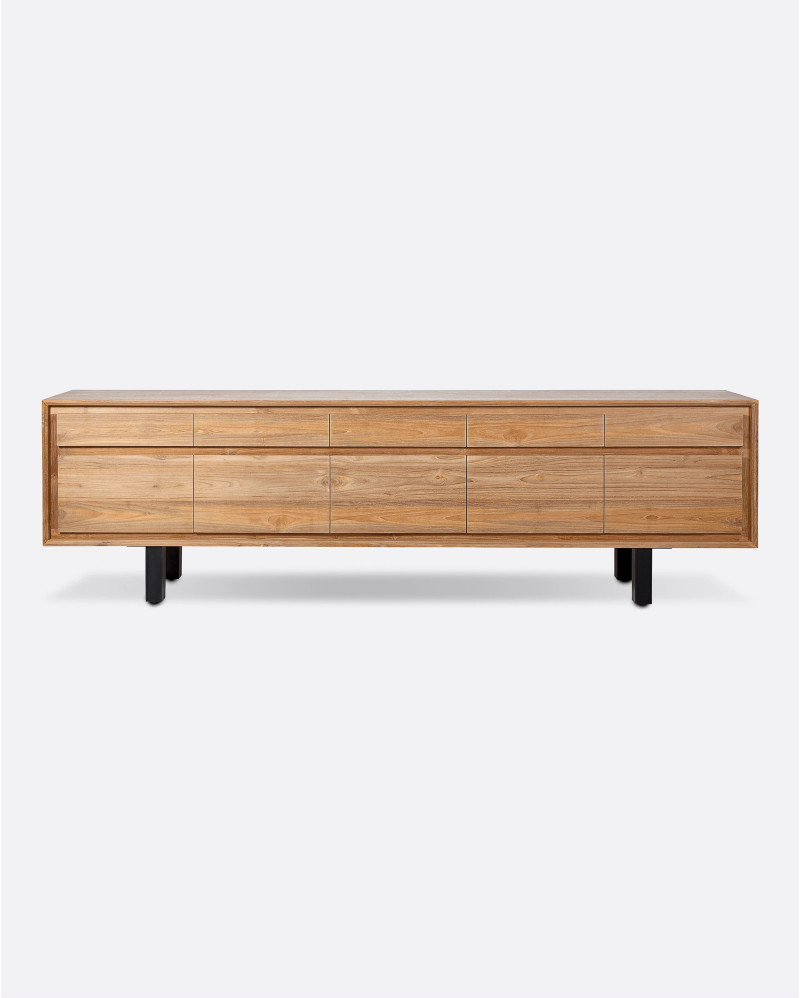 Aparador LOX de madera de teca reciclada y hierro 257 x 45 x 74 cm