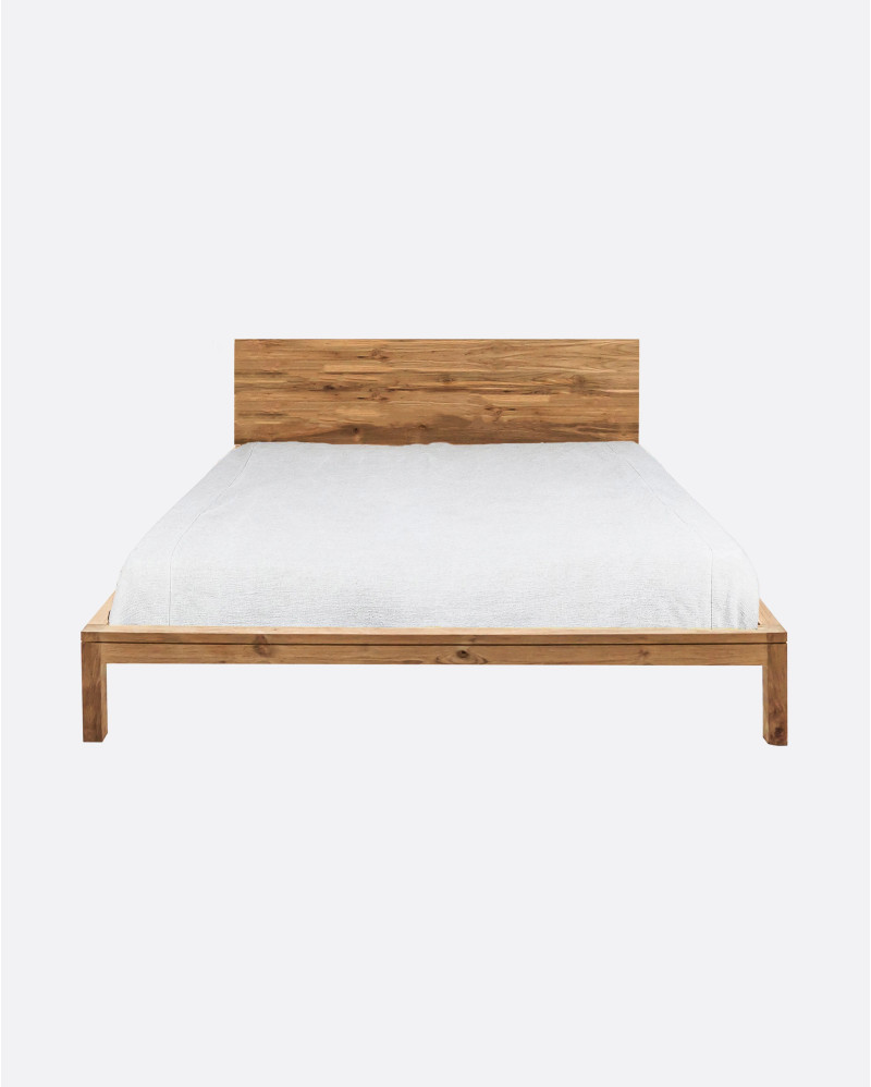 Cadre de lit EROSI en bois de teck recyclé 170 x 210 x 79 cm pour matelas 160 x 200 cm