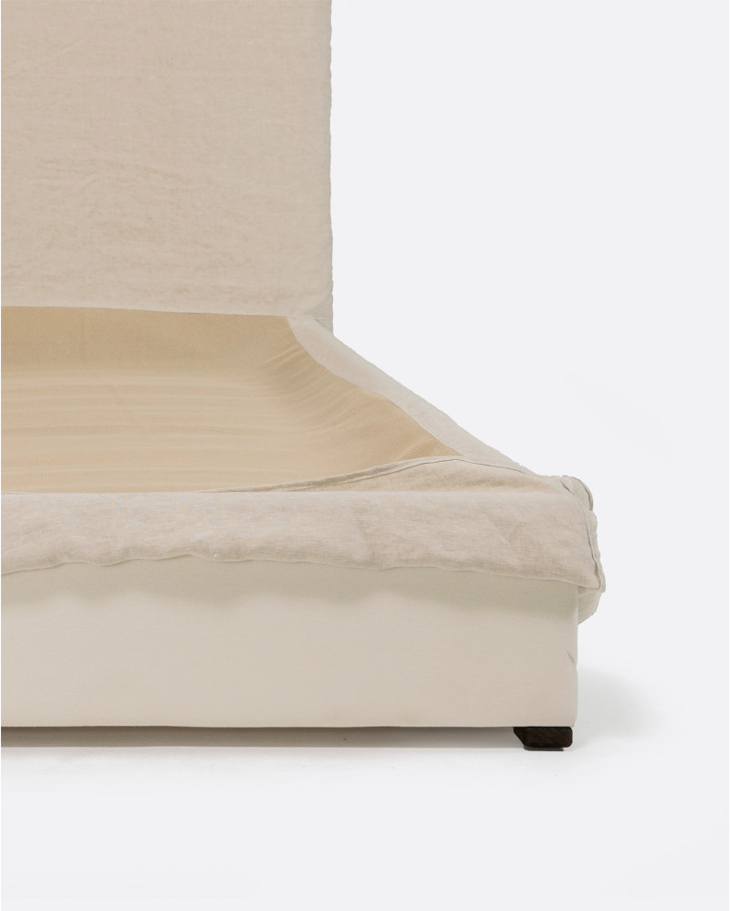 BEETHOVEN bed for mattress 180 x 200 cm with linen cover in cross colour