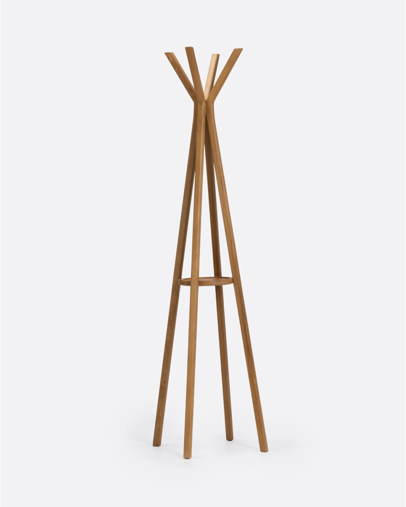 HALUS coat stand in recycled teak wood 53 x 53 x 170 cm in natural colour