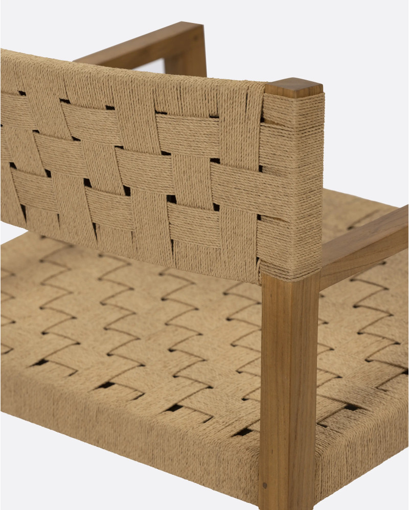 Silla lounge CORA de madera de teca y cuerda de papel 68 x 65 x 73 cm en color natural