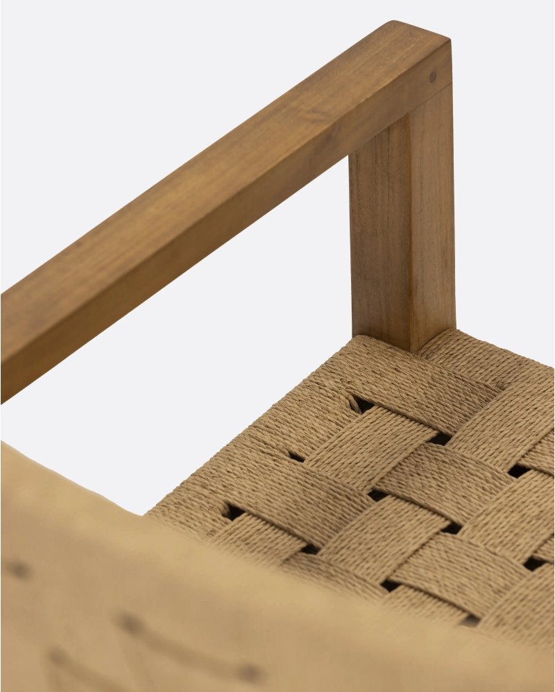 Silla lounge CORA de madera de teca y cuerda de papel 68 x 65 x 73 cm en color natural