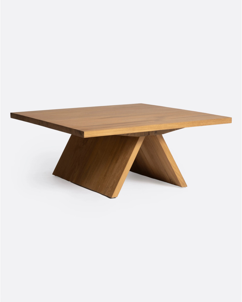 Table d'appoint BATU en bois de teck recyclé 85 x 85 x 35 cm en couleur naturelle