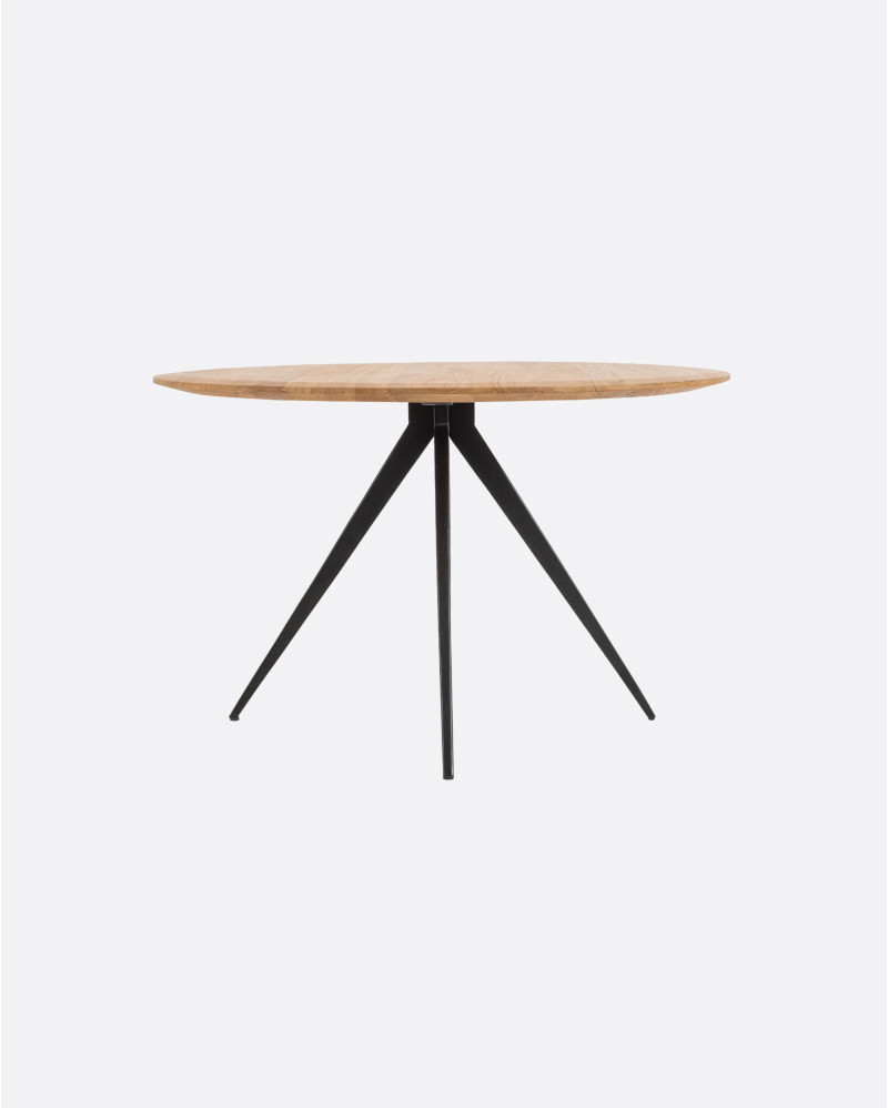 Table à manger LIKU en teck recyclé et fer Ø 120 x 75 cm