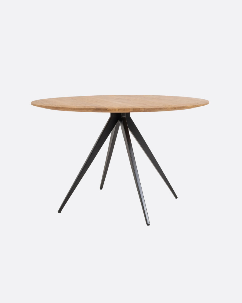 Mesa de comedor LIKU de madera de teca reciclada y hierro Ø 120 x 75 cm