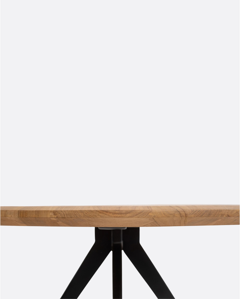 Mesa de comedor LIKU de madera de teca reciclada y hierro Ø 120 x 75 cm