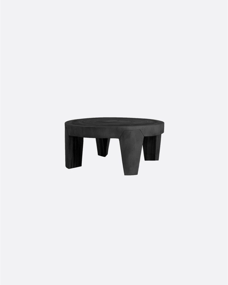 Mesa de centro RIVIA de madera de suar Ø 80 cm x 35 cm de altura en color negro