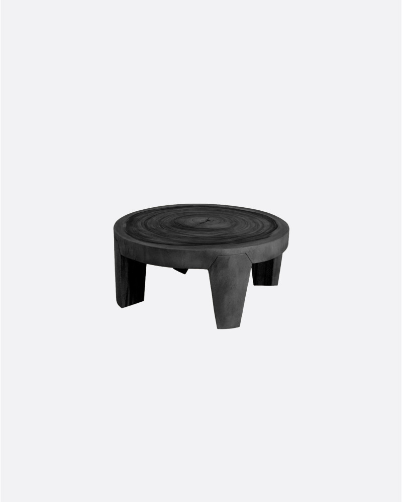 Mesa de centro RIVIA de madera de suar Ø 80 cm x 35 cm de altura en color negro