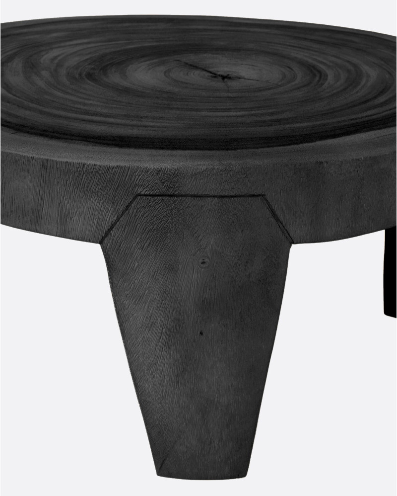 Mesa de centro RIVIA de madera de suar Ø 80 cm x 35 cm de altura en color negro