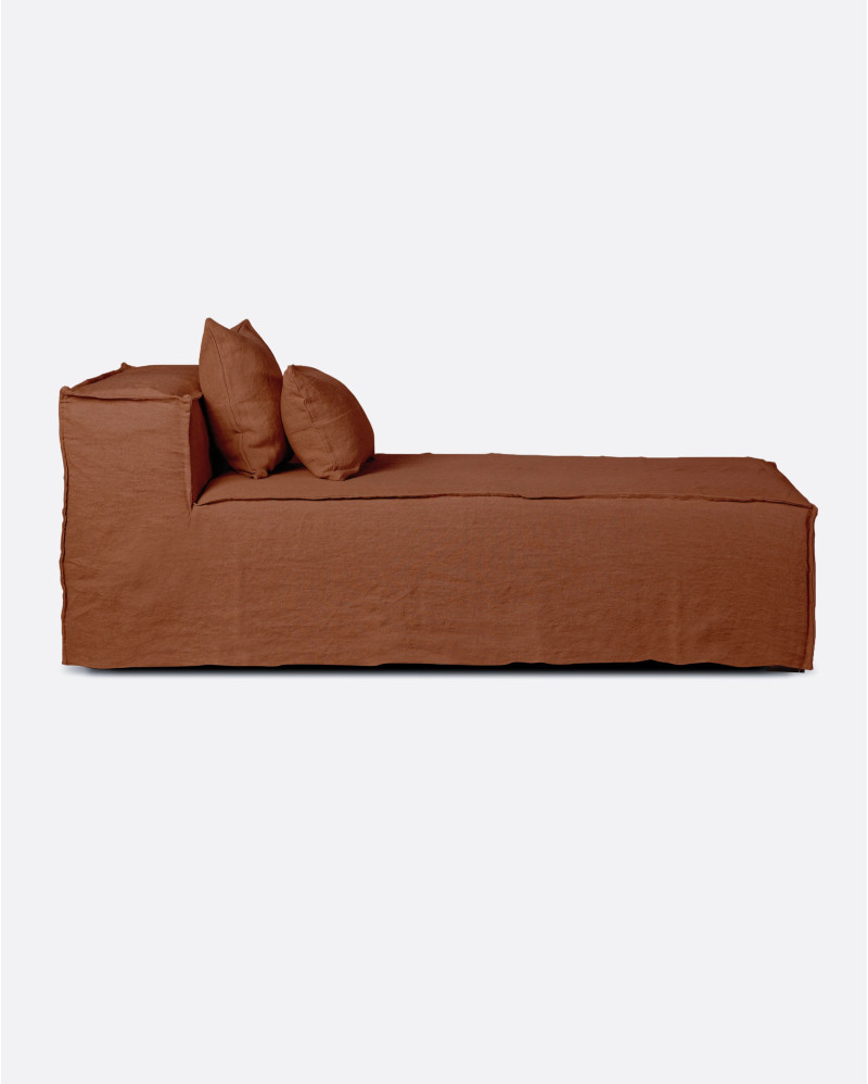 Canapé STROZZI 1 place avec housse en lin 120 x 95 x 65 cm en couleur terre cuite