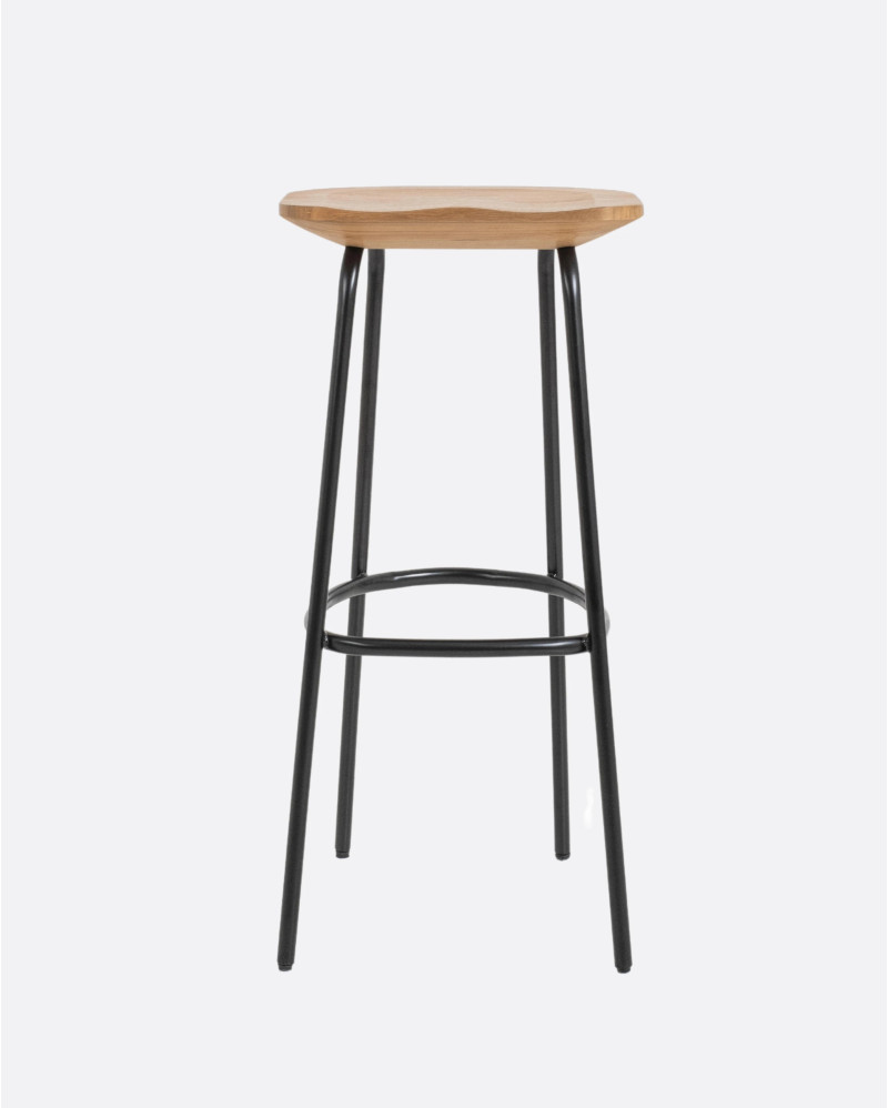 SEMUT high stool in recycled wood and iron 38 x 38 x 79 cm