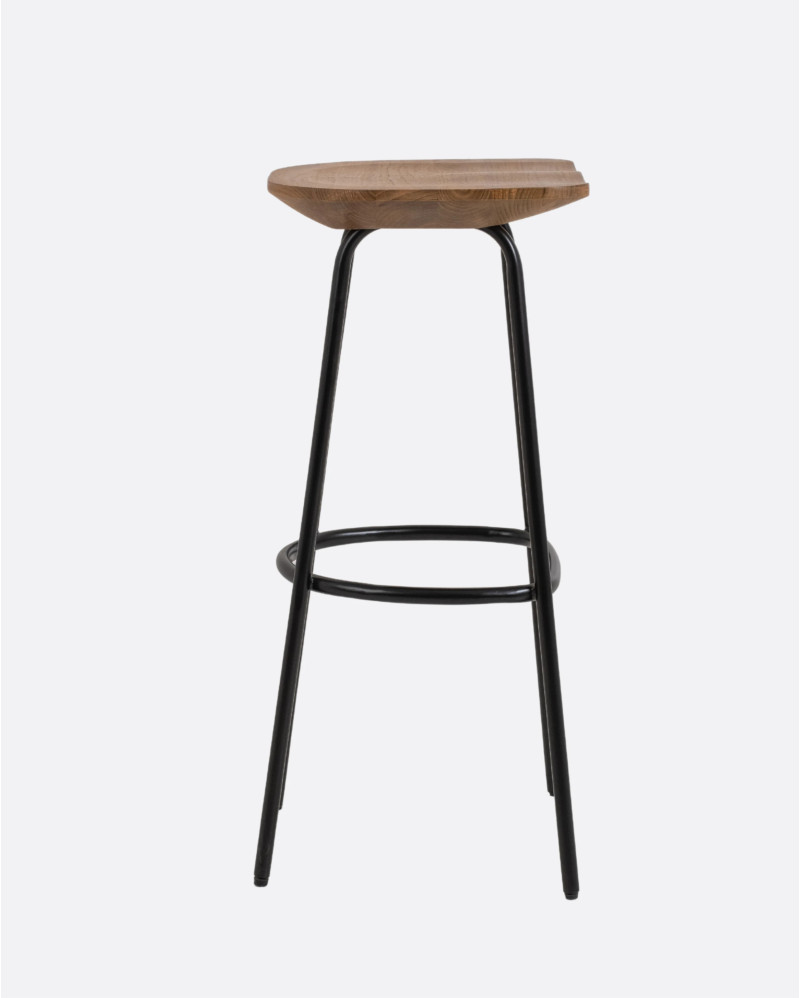 SEMUT high stool in recycled wood and iron 38 x 38 x 79 cm