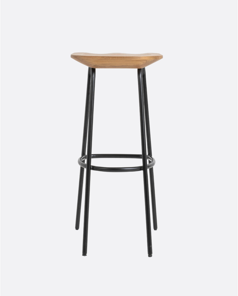 SEMUT high stool in recycled wood and iron 38 x 38 x 79 cm