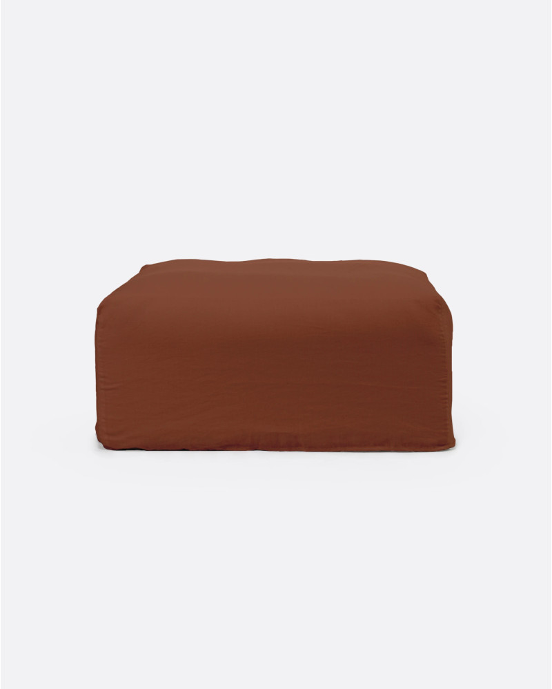 Puf BEETHOVEN con funda de lino 100 x 100 x 40 cm en color terracota