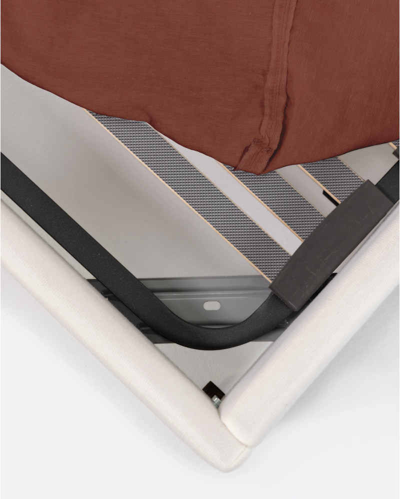 Lit BEETHOVEN pour matelas 160 x 200 cm avec revêtement en lin couleur terre cuite